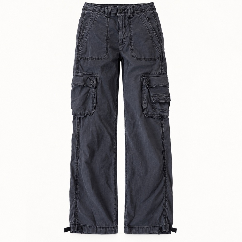Baggy American Eagle Jogger Cargo Pants Womens 2 Black Stretch Streetwear